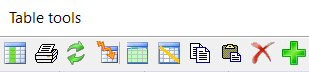 The table toolbar is a floating window with buttons.